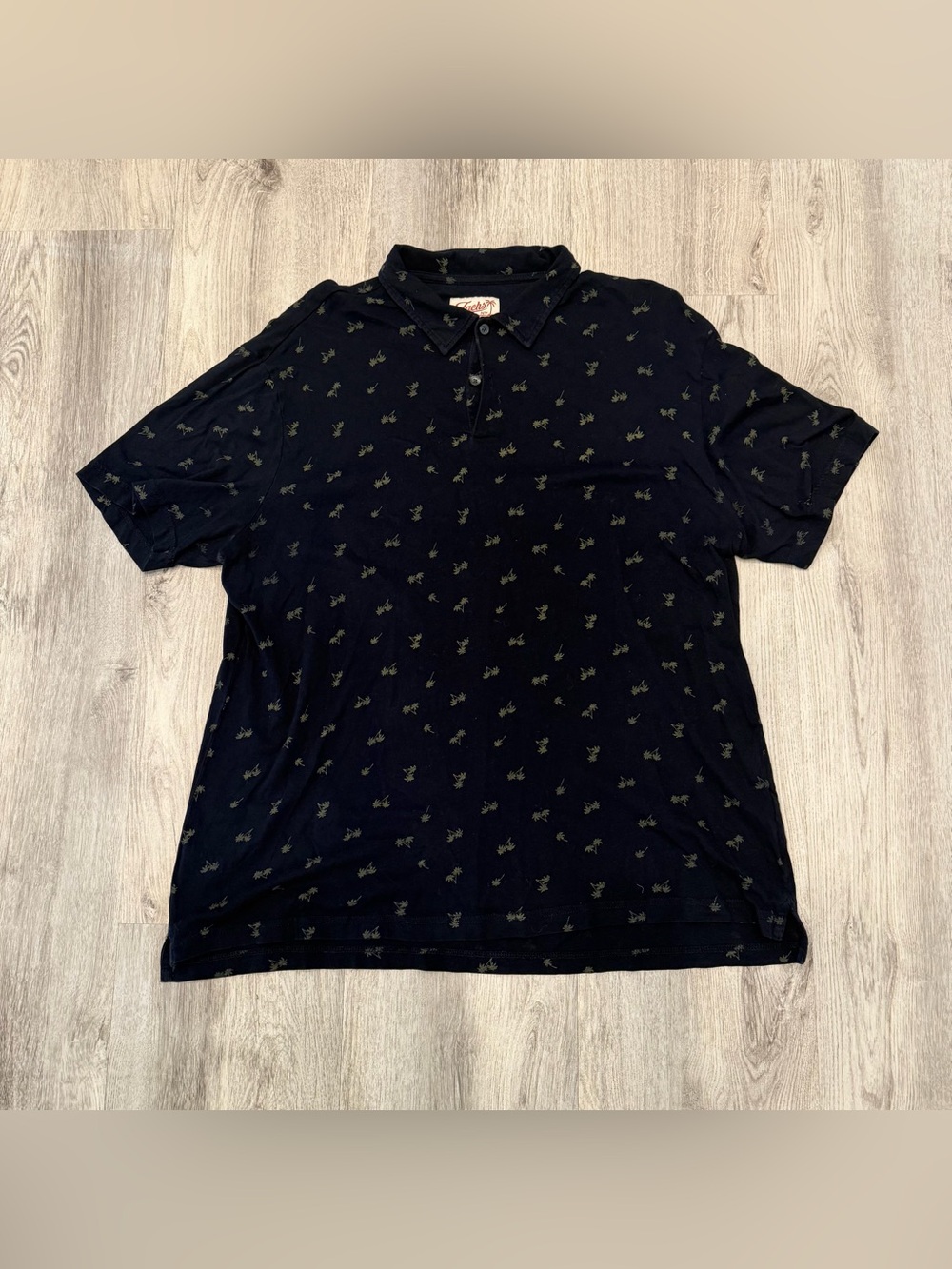 Jachs NY XL Pima Cotton Polo Shirt Navy‎ Blue Leaf Print Short Sleeve